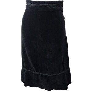 Vintage Bohemian Black Velour Knee Length Skirt "Take Too California" Whimsigoth